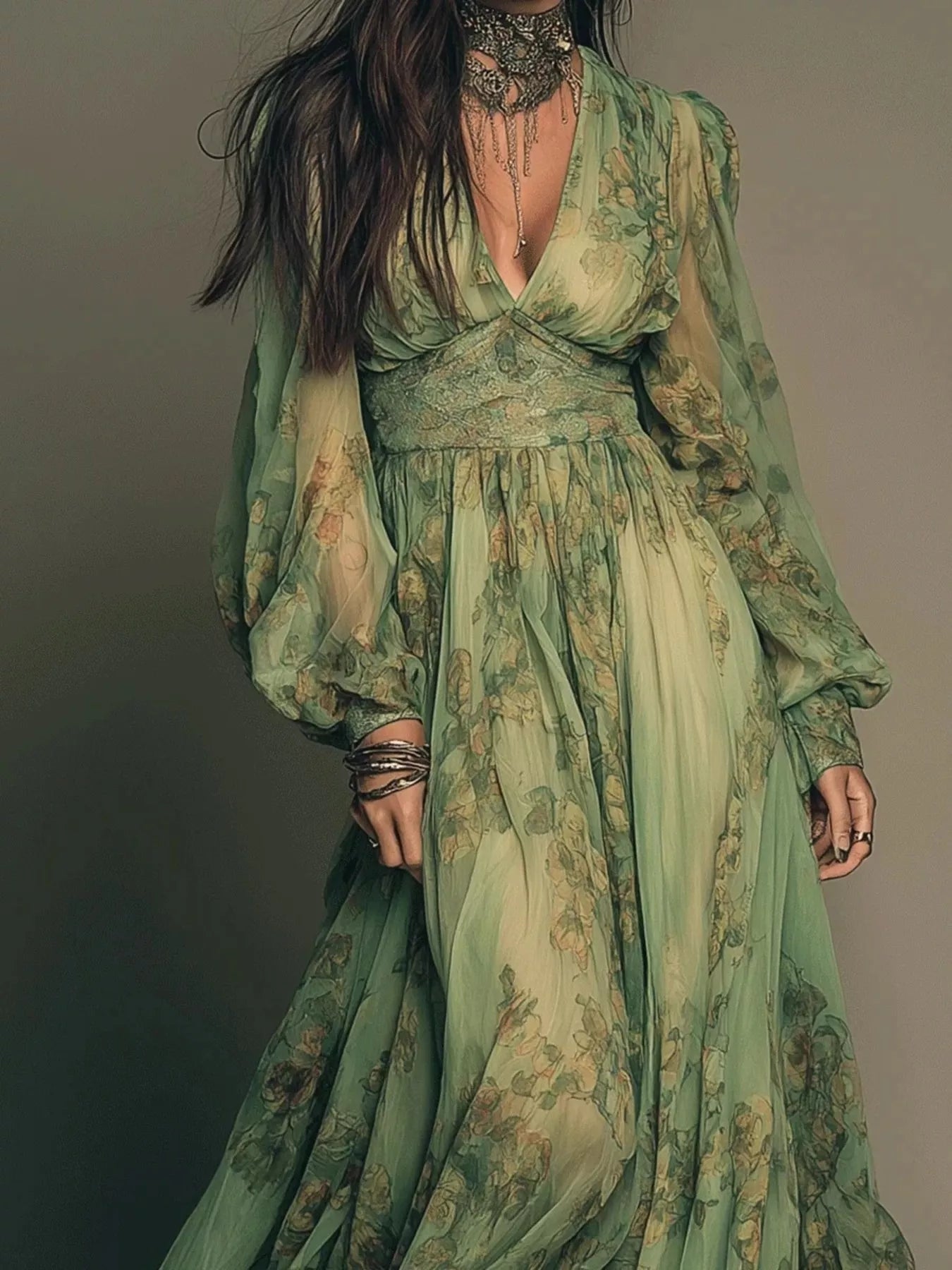 Floral Print V-Neck Maxi Dress Secondary image