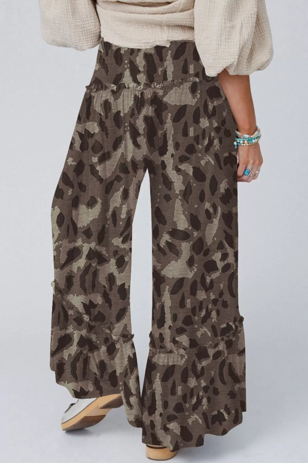 Camo Print Wide Leg Casual Pants Secondary image