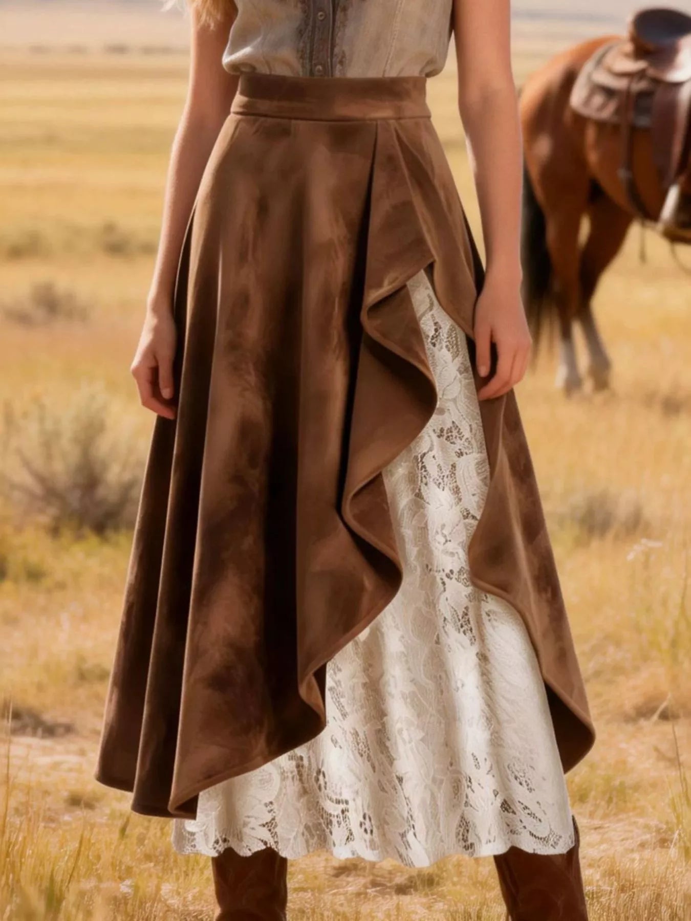 Lace Ruffled Midi Skirt Secondary image