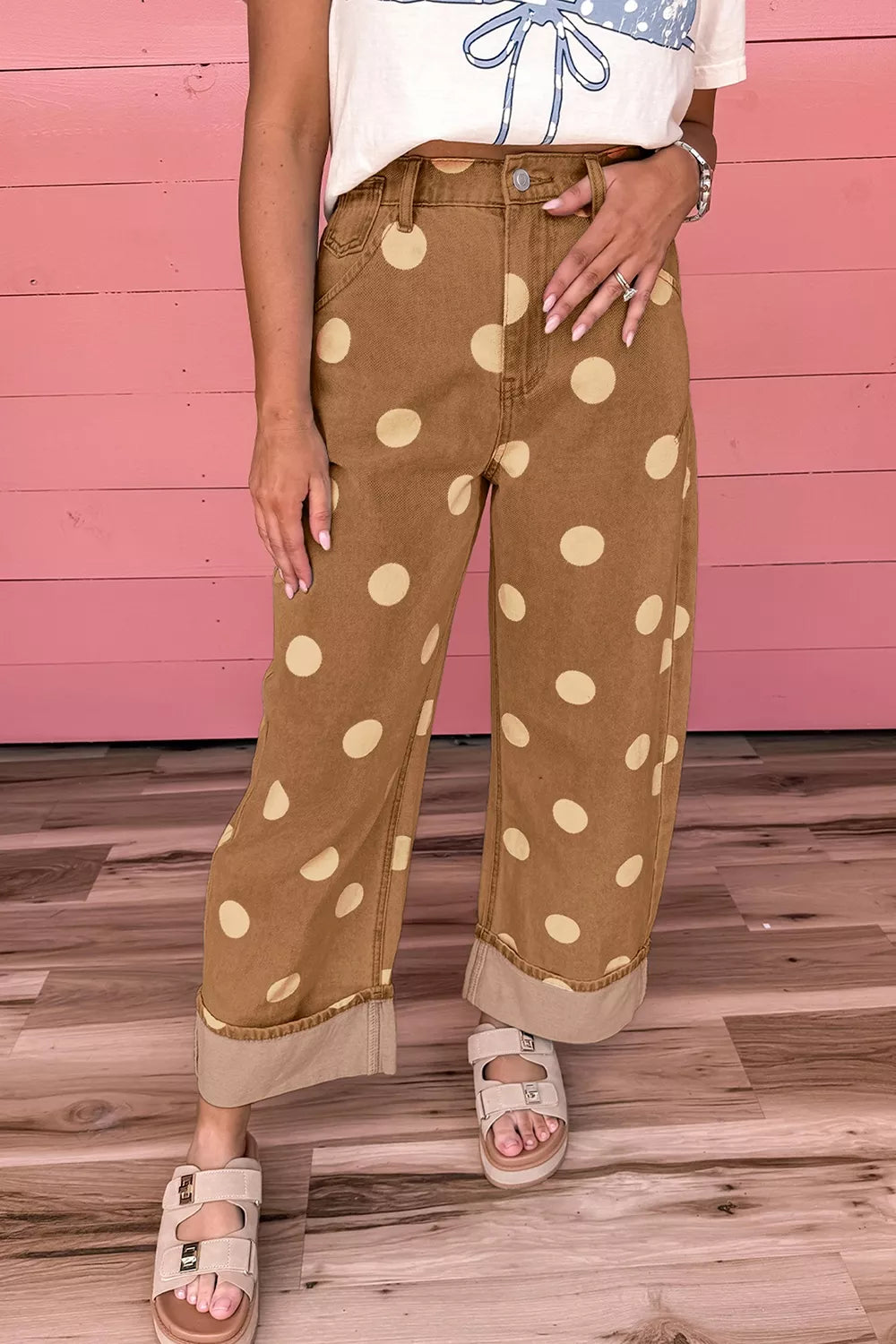 Polka Dot Wide Leg Jeans Secondary image