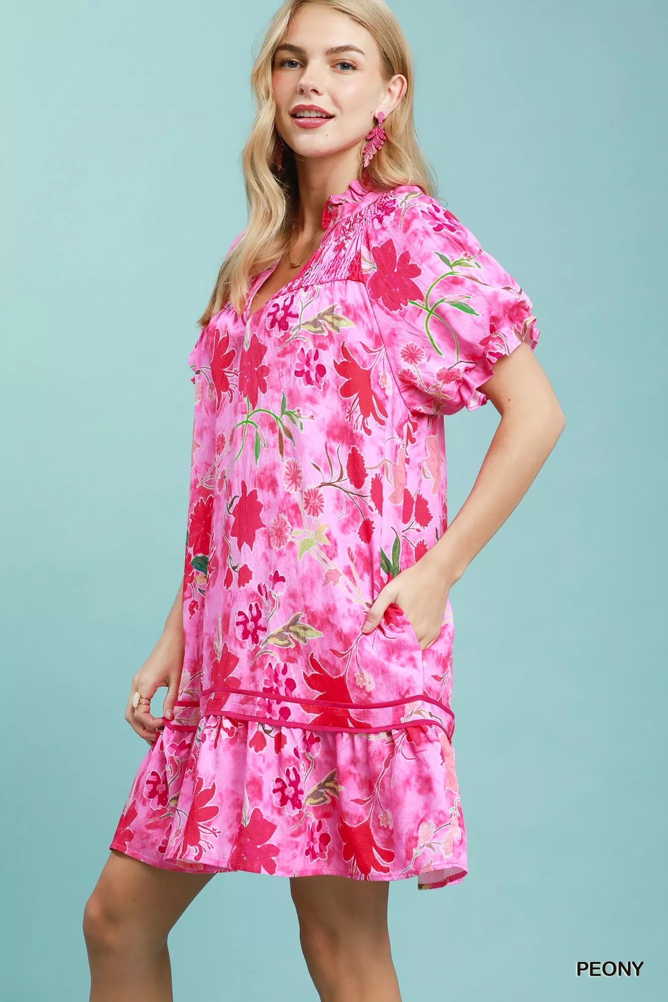 Umgee Floral Ruffle Hem Mini Dress Secondary image