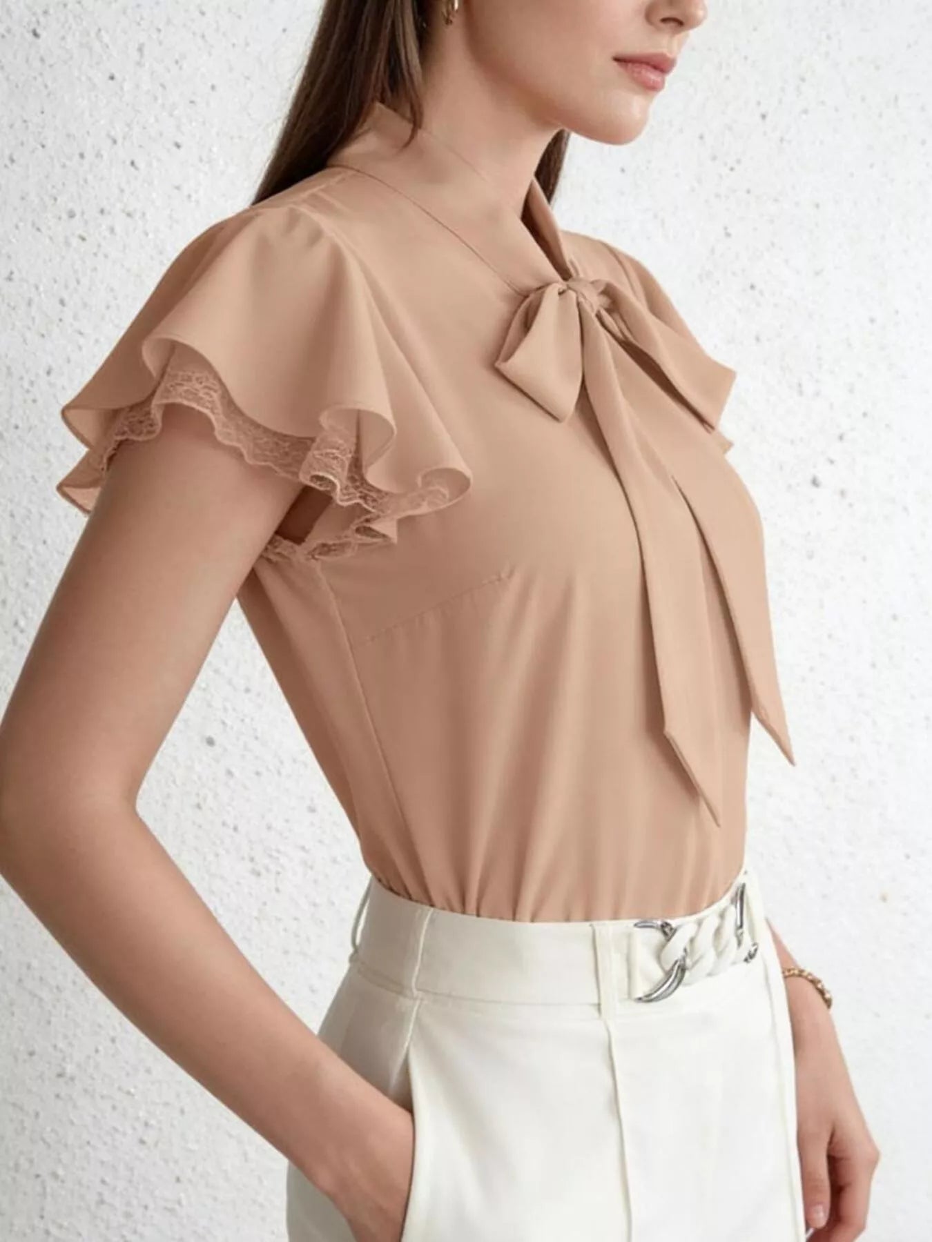 Tie-Neck Ruffle Sleeve Blouse Secondary image