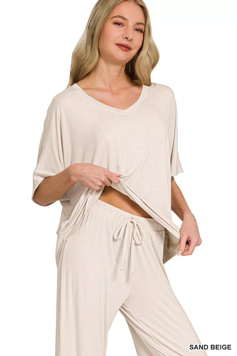 Zenana V-Neck Oversized Top & Pants Set Secondary image
