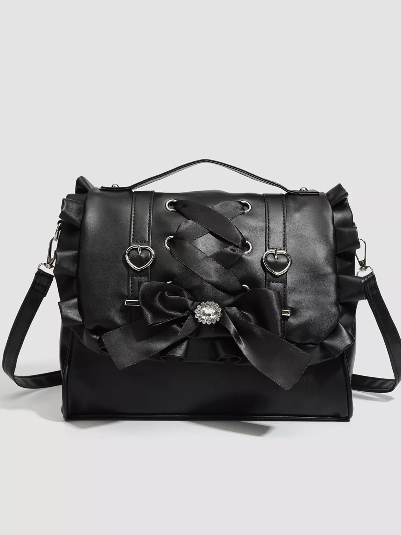 Ruffled Lace Up Bow Backpack Bag Secondary image