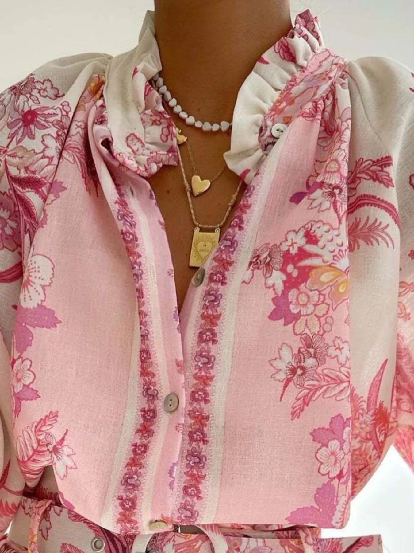 Floral Print Button-Down Shirt and Belted Shorts Two-Piece Set Secondary image