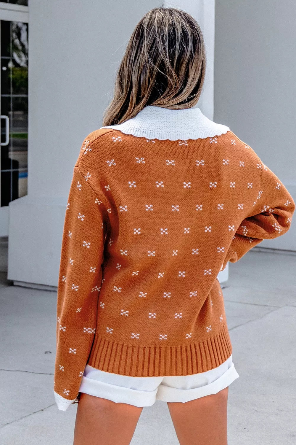 Peter Pan Collar Colorblock Long Sleeve Knitwear Cardigan Secondary image