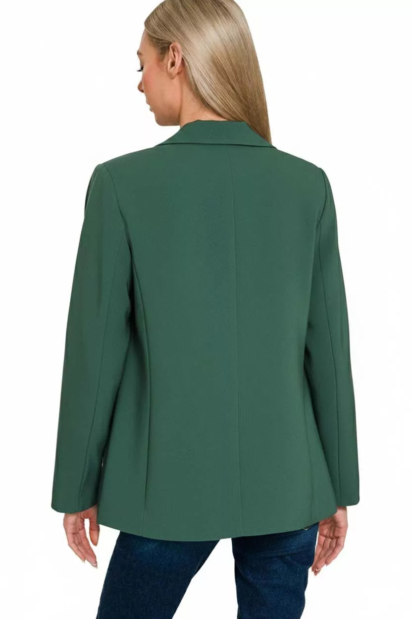 Zenana Woven Long Sleeve Blazer With Lining Secondary image