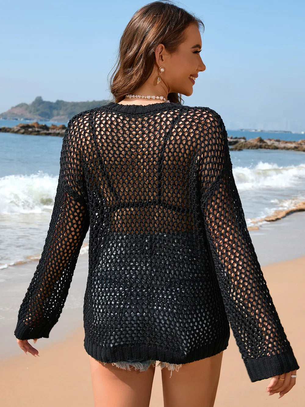 Heart Openwork Long Sleeve Cover-Up Secondary image