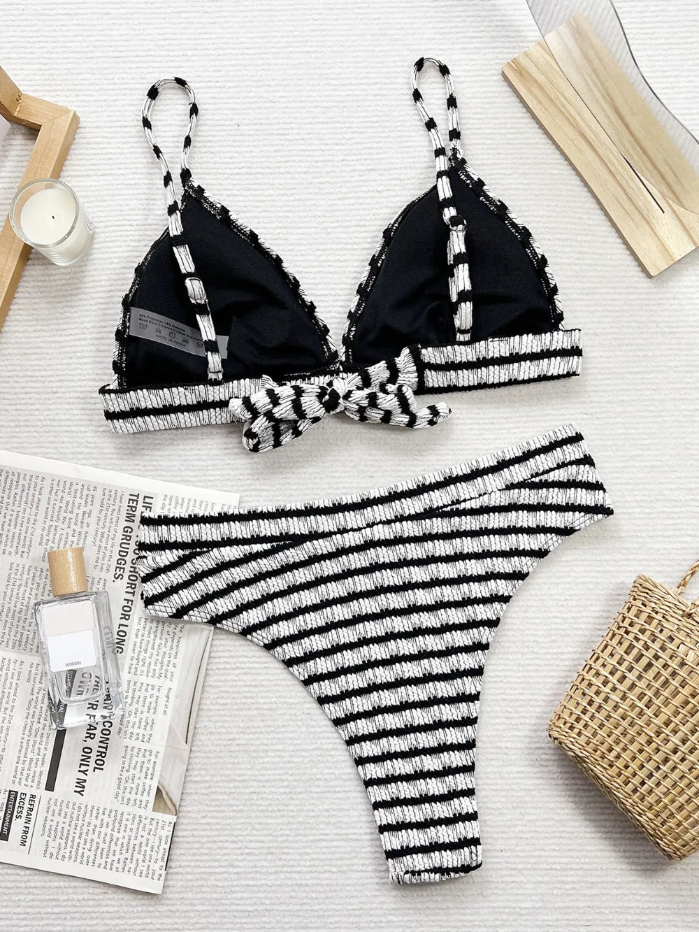 Striped V-Neck Two-Piece Swim Set Secondary image