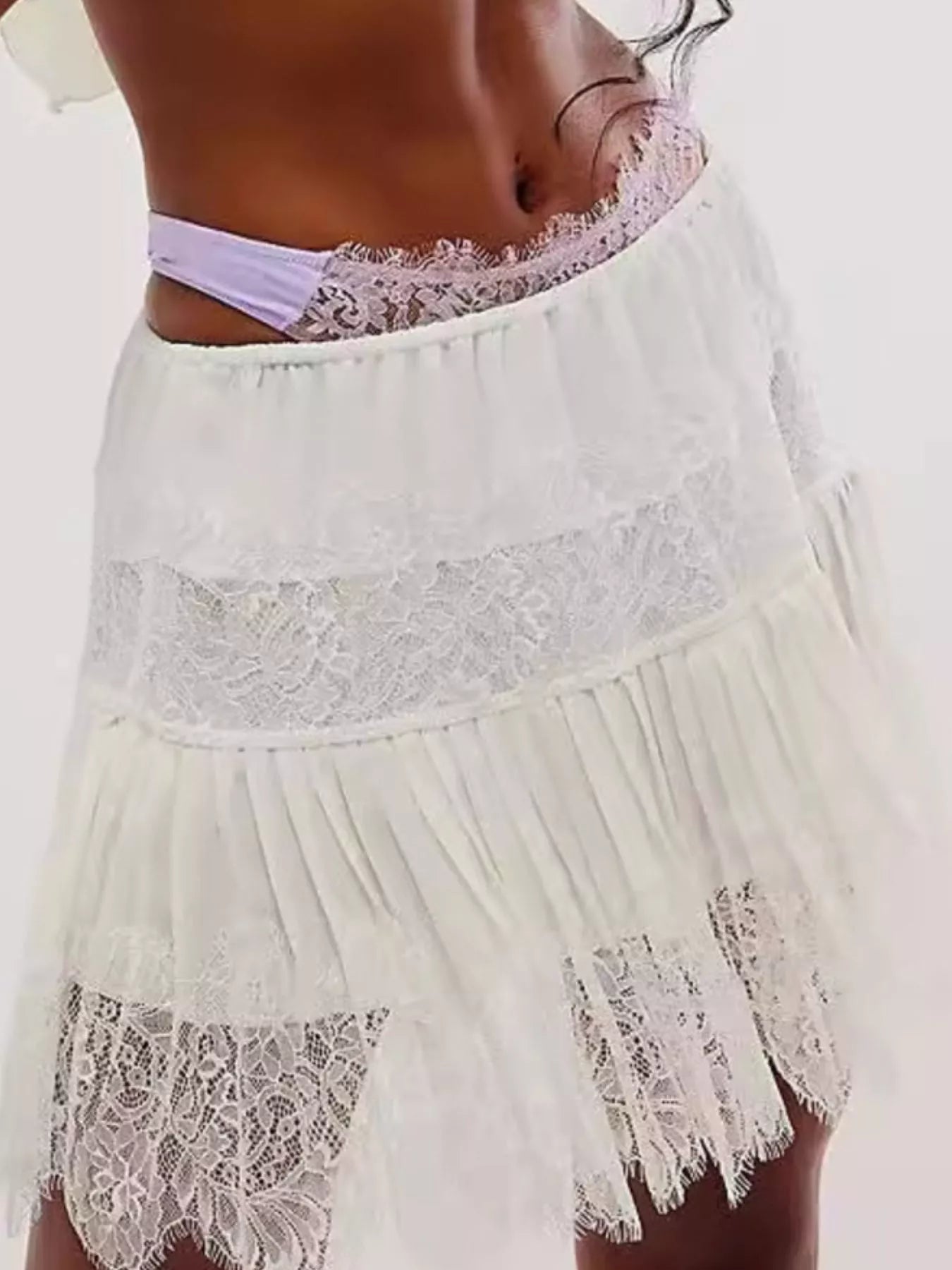 Lace Trim Ruffle Mini Skirt Secondary image
