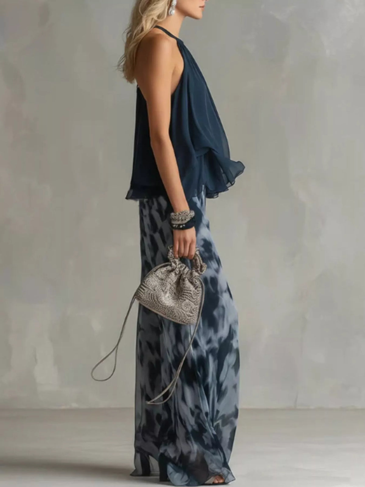 Sleeveless Top and Tie-Dye Wide-Leg Pants Set - photo 4