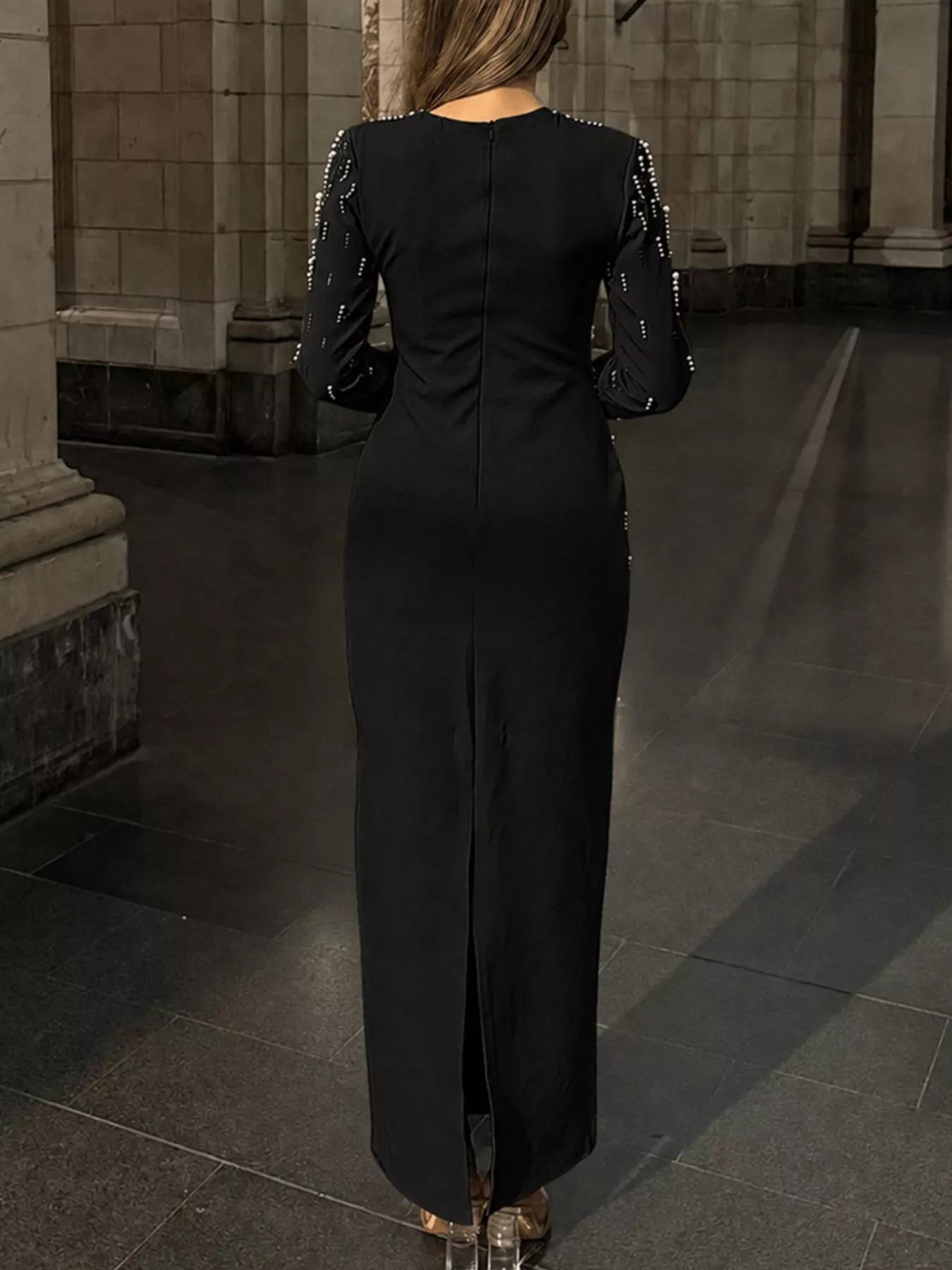 Pearl Detail Long Sleeve Maxi Dress Secondary image