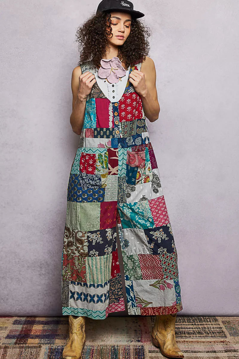 POL Sleeveless Patchwork Wide Leg Jumpsuit Secondary image