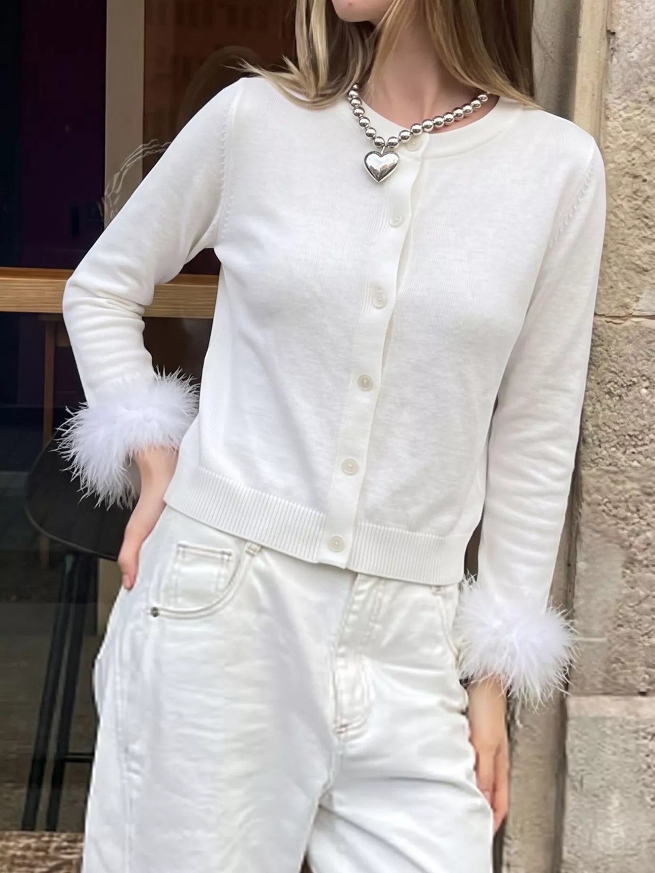 Fuzzy Cuffs Button Up Cardigan Secondary image