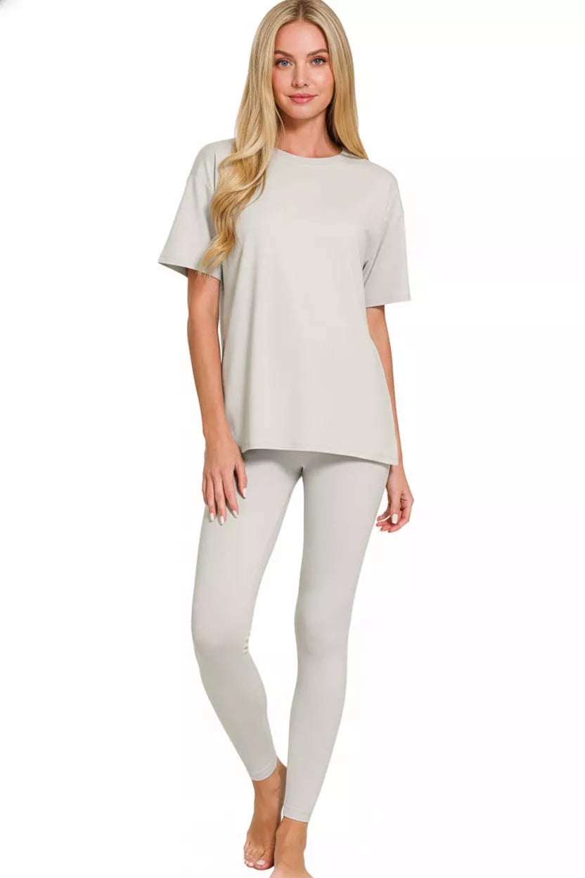 Zenana Brushed Dty Microfiber Short Sleeve Top and Pants Loungewear Set Secondary image