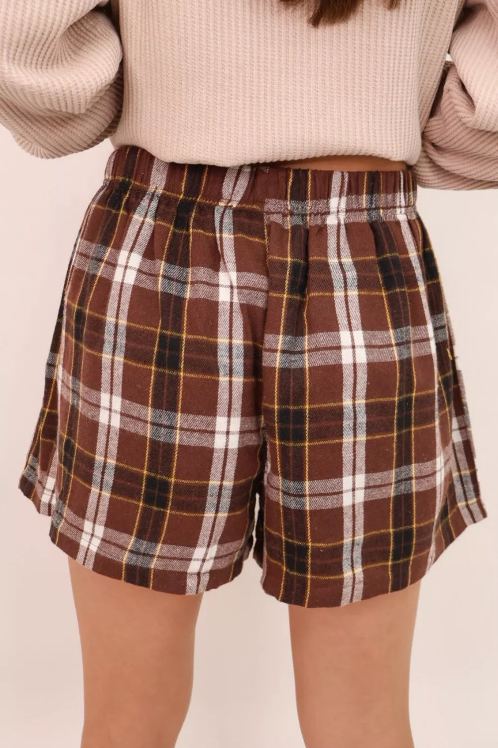 Plaid Button Front Elastic Waist Shorts Secondary image