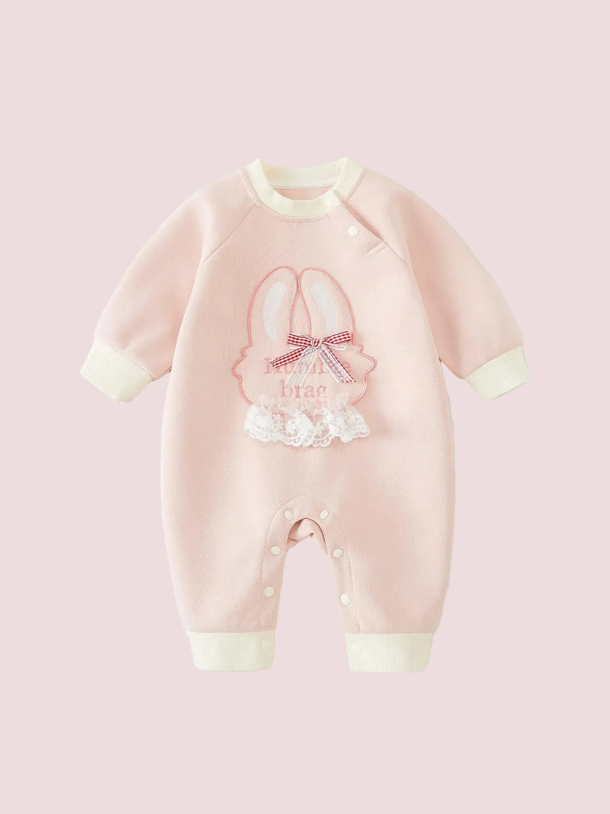 Girls' Long Sleeve Cotton Bunny Print Kimono Style Bodysuit Onesie
