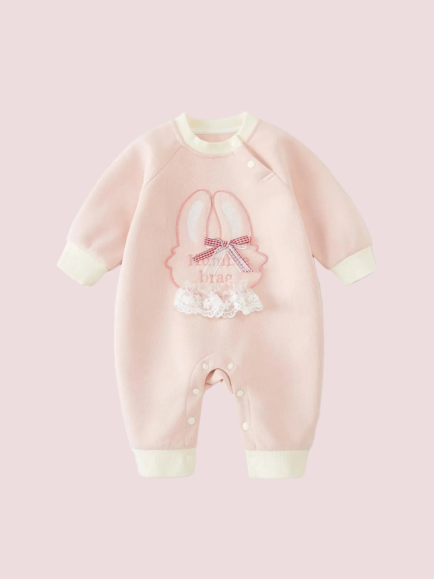 Girls' Long Sleeve Cotton Bunny Print Kimono Style Bodysuit Onesie