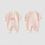 Girls' Long Sleeve Cotton Bunny Print Kimono Style Bodysuit Onesie