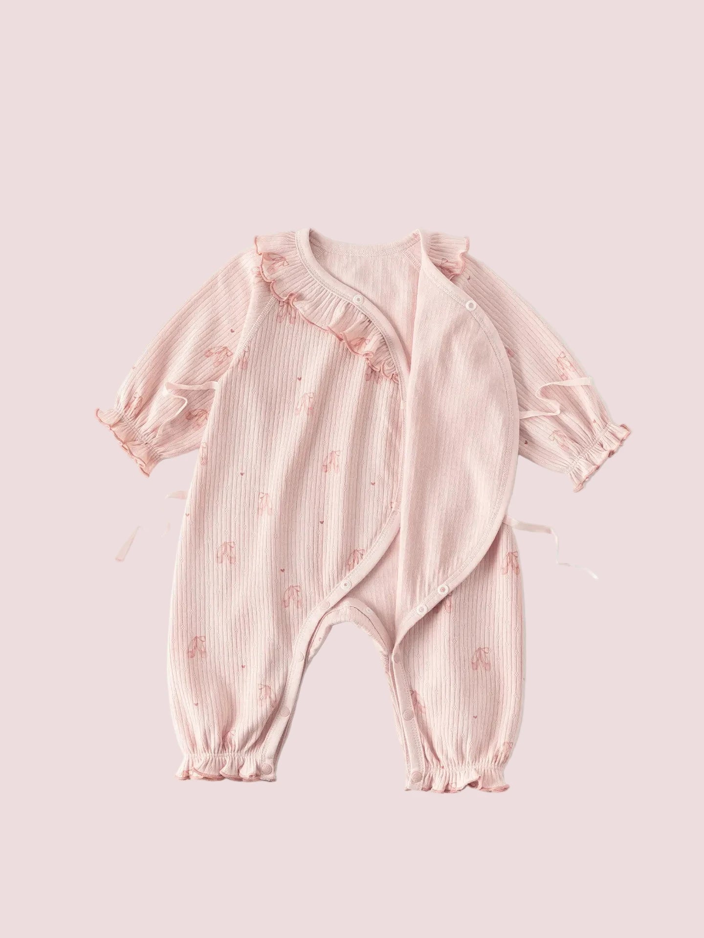 Girls' Long Sleeve Cotton Kimono Style Bodysuit Onesie Main image