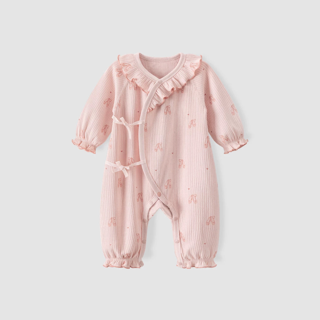 Girls' Long Sleeve Cotton Kimono Style Bodysuit Onesie