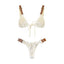 White Crochet 3 Piece Bikini Set Women Swimsuit Tatting Beachwear