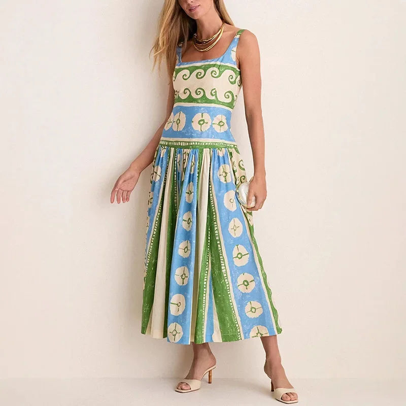 Sexy Print Sleeveless Long Dress Women Slim Backless V-Neck Sling Party Dresses 2026 Secondary image