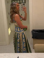 Sexy Print Sleeveless Long Dress Women Slim Backless V-Neck Sling Party Dresses 2026