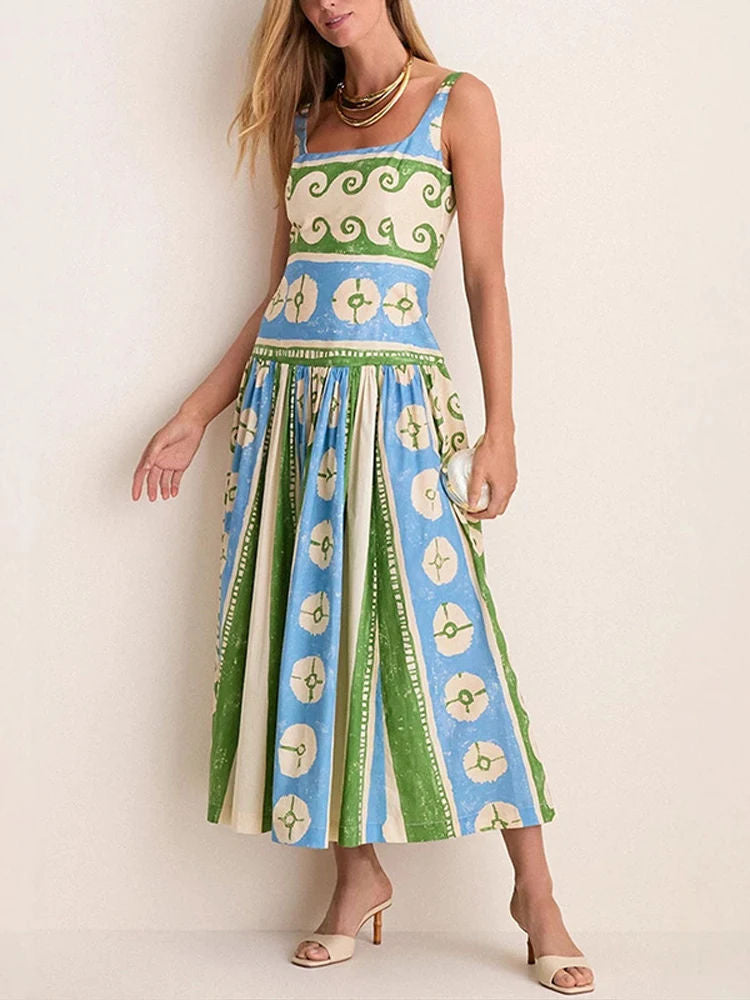 Sexy Print Sleeveless Long Dress Women Slim Backless V-Neck Sling Party Dresses 2026 Main image