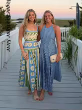 Sexy Print Sleeveless Long Dress Women Slim Backless V-Neck Sling Party Dresses 2026