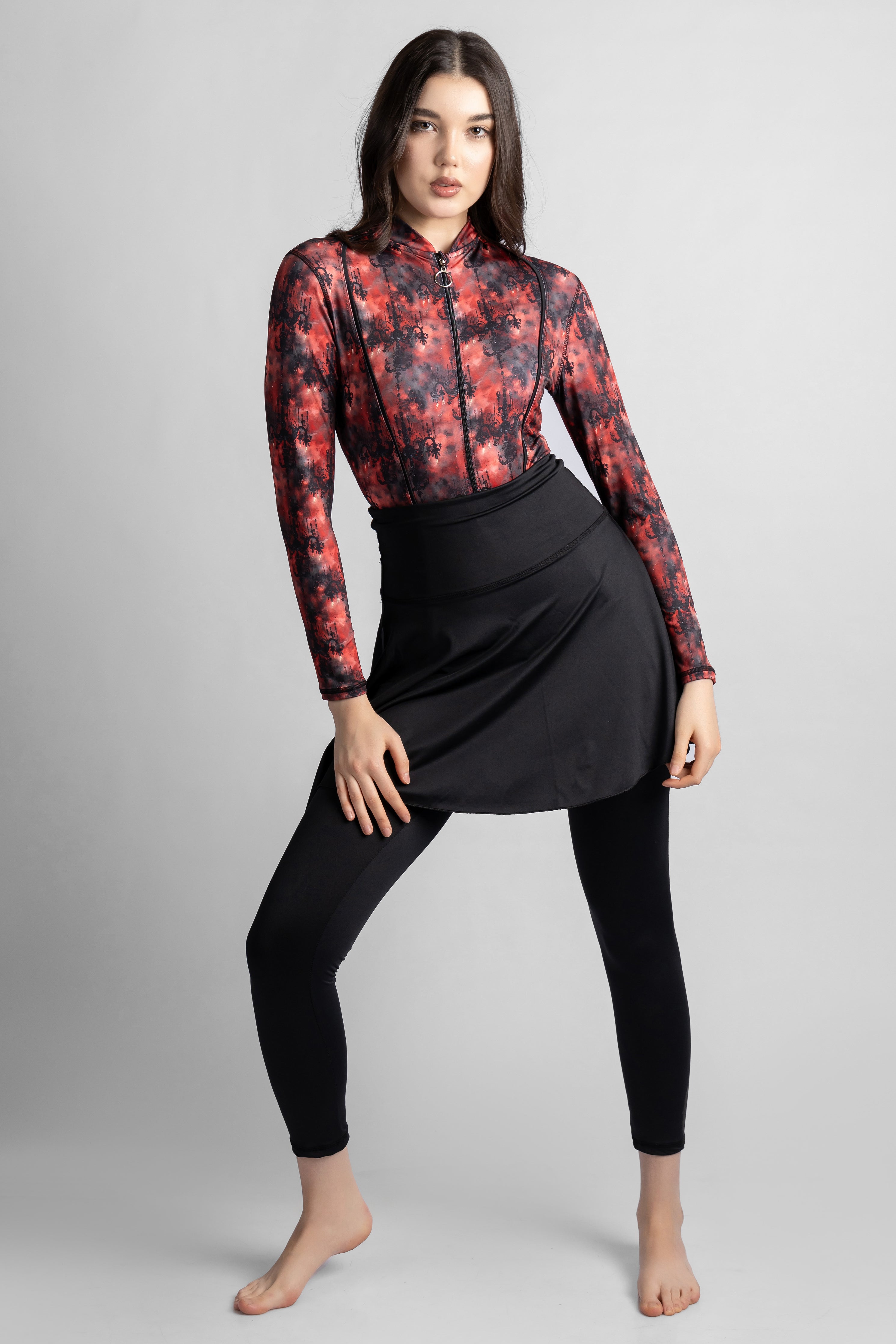 Women's Burkini Four-Piece Set With Leggings Top Turban And Skirt