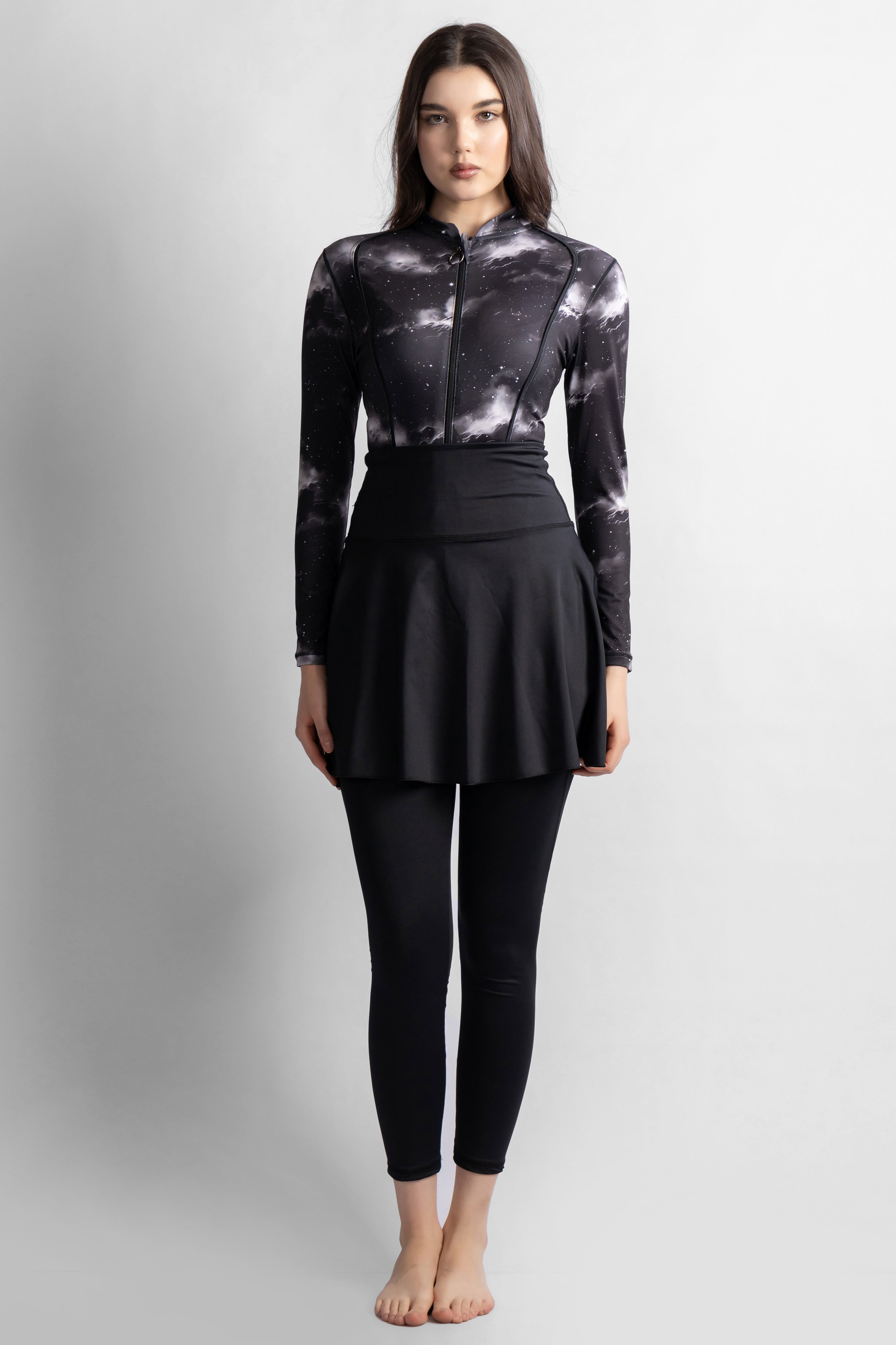 Women's 4-Piece Astromist Printed Burkini Set With Skirt Main image