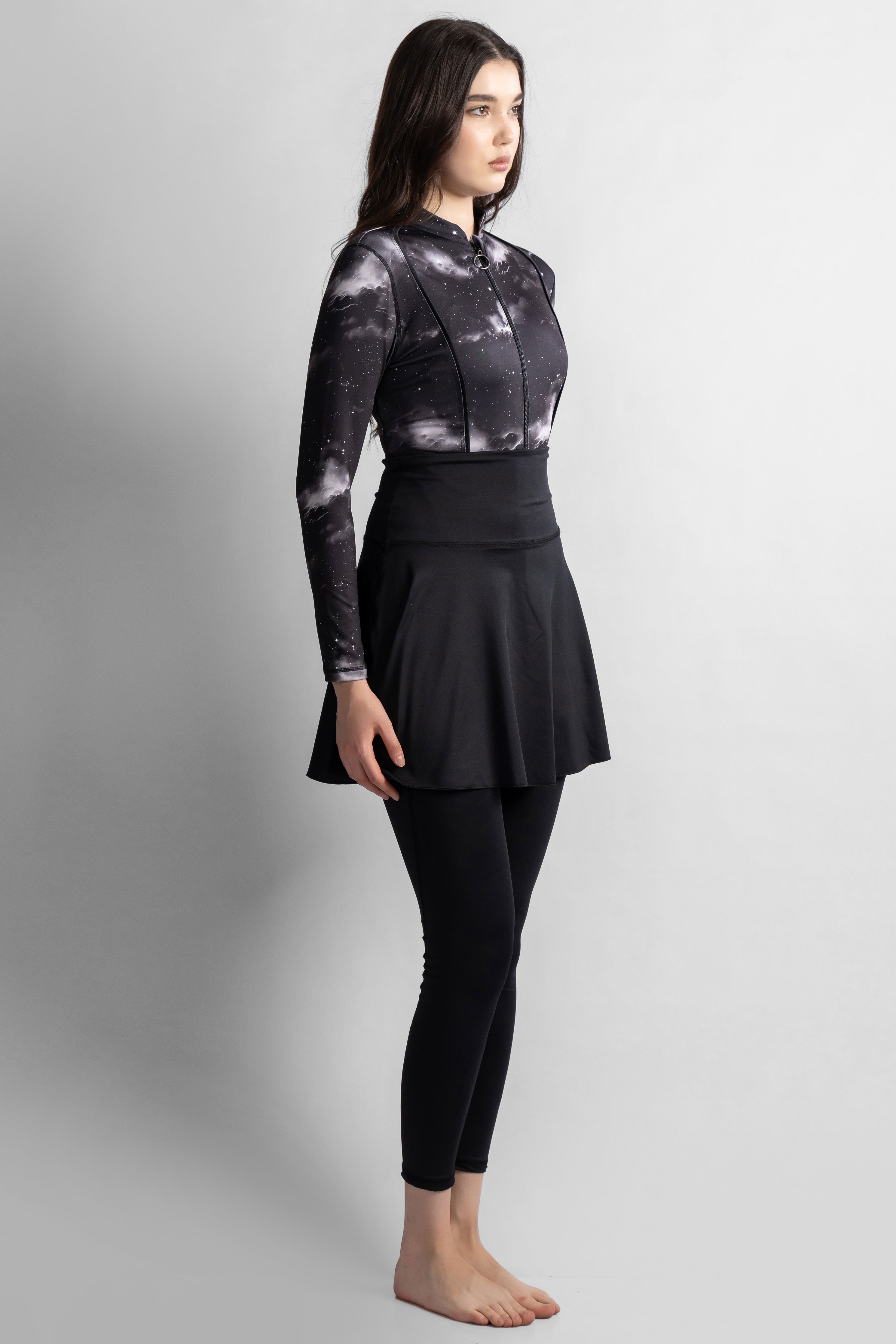 Women's 4-Piece Astromist Printed Burkini Set With Skirt Secondary image