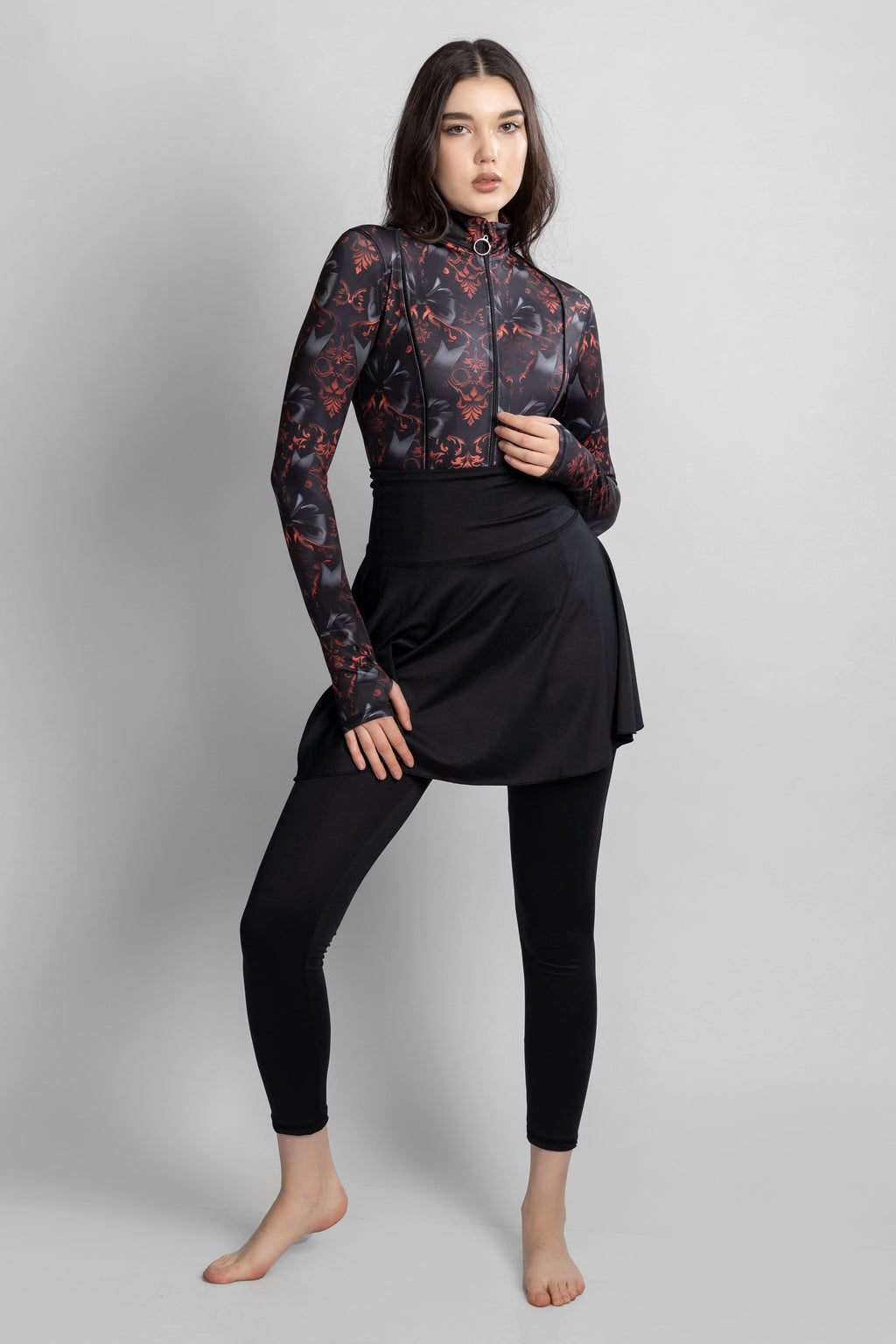 Women's 4-Piece Crimbow Printed Burkini Set With Skirt