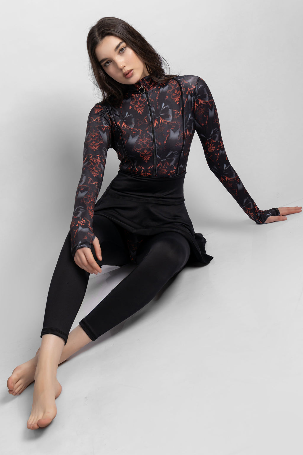 Women's 4-Piece Crimbow Printed Burkini Set With Skirt