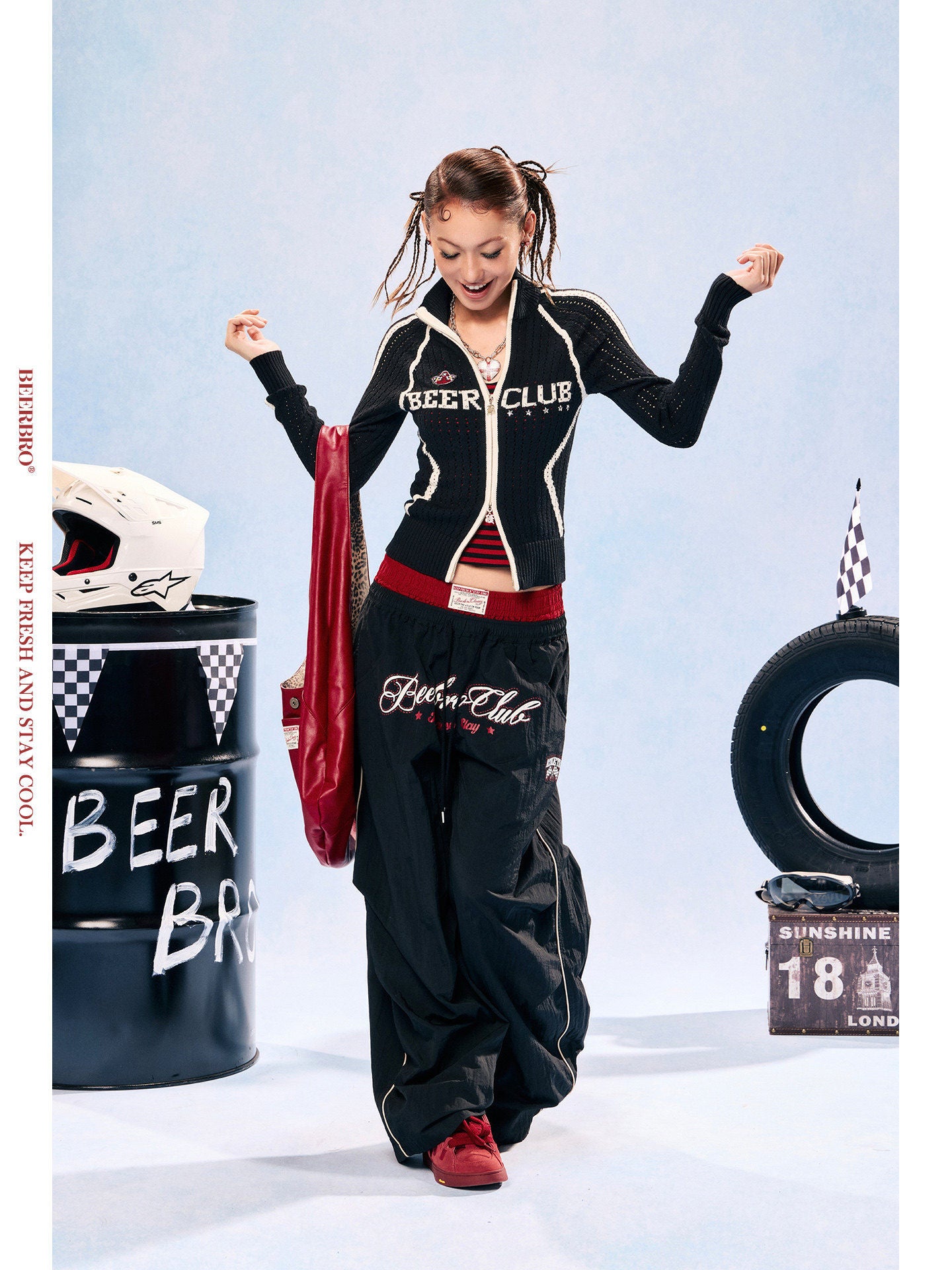 Women's Colorblock Double Waistband Lightweight Quick-Dry Wide Leg Sports Pants Secondary image