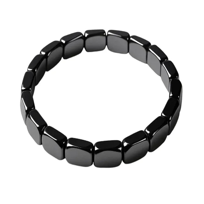 Men's Natural Hematite Stone Beaded Stretch Bracelet