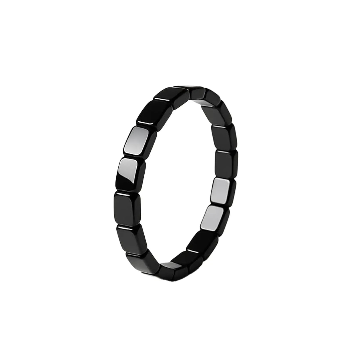 Men's Natural Hematite Stone Beaded Stretch Bracelet