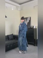 Women's Double Breasted Denim Casual Long Trench Coat