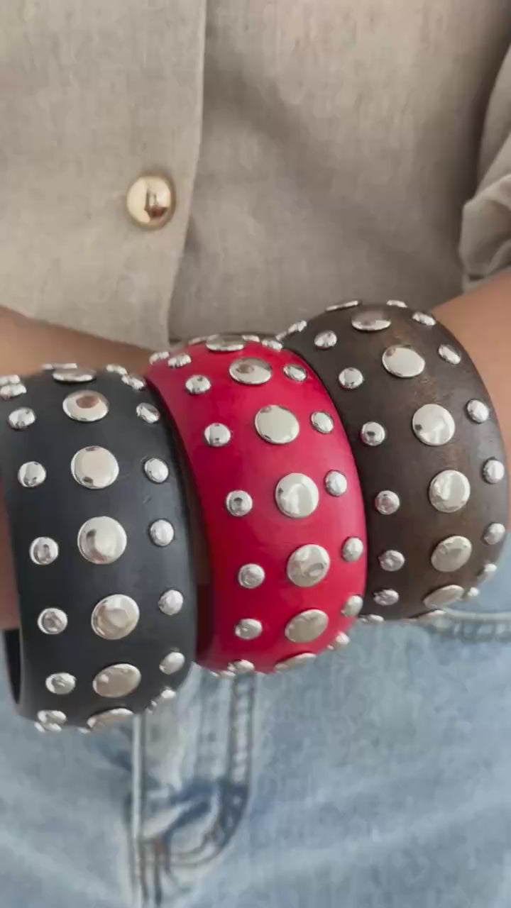 Women's Vintage Chunky Wooden Wide Bangle Bracelet