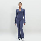 Women's Zipper Front Long Sleeve Tight Yoga Athletic Top