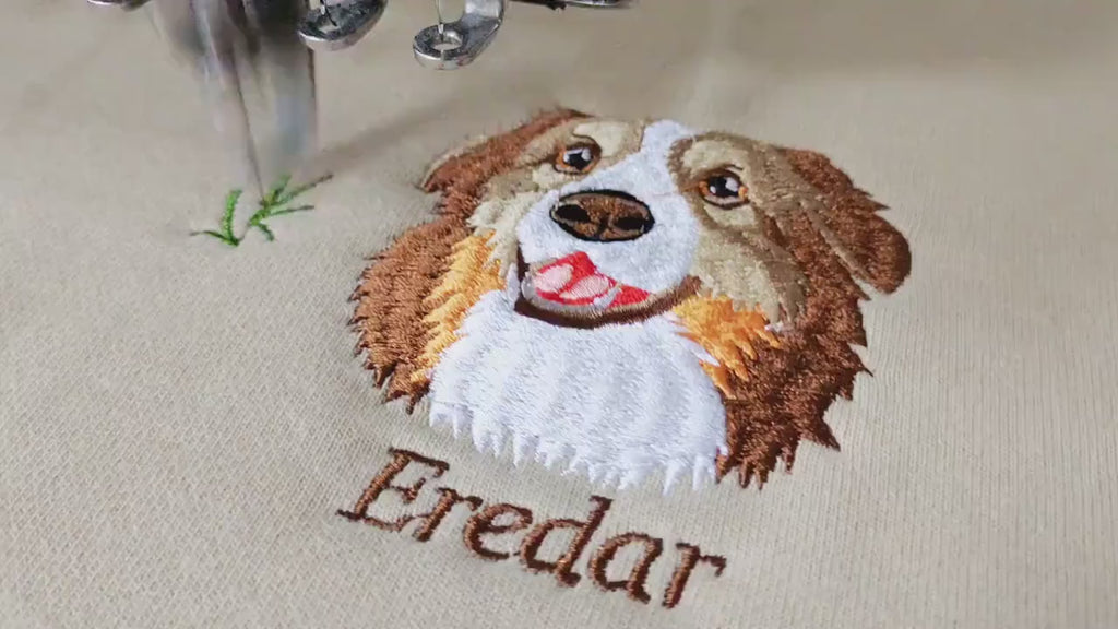 Women's Custom Dog Portrait Embroidered Sweatshirt Pullover