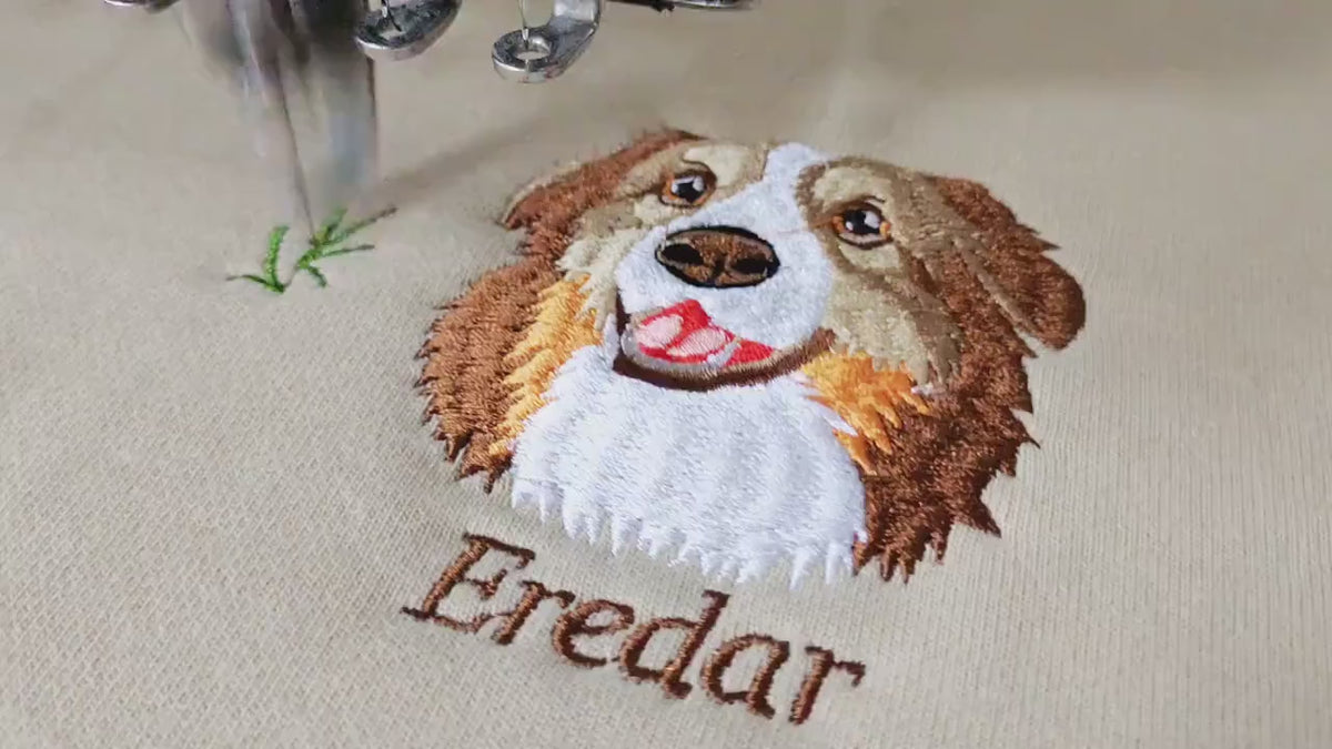 Women's Custom Dog Portrait Embroidered Sweatshirt Pullover
