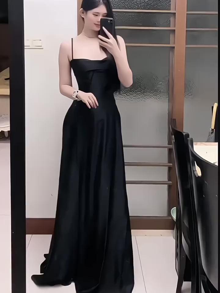 Women's French Style Satin Sleeveless Evening Maxi Slip Dress