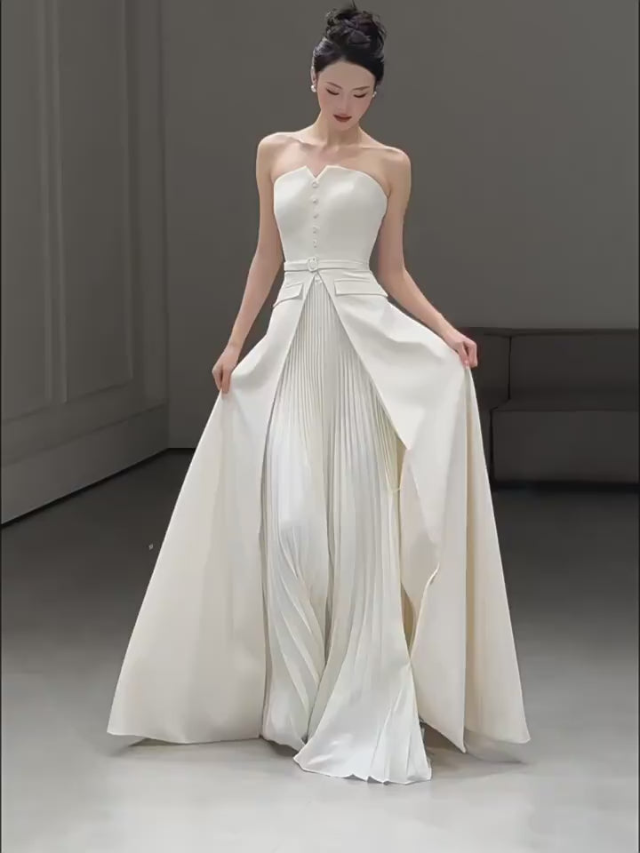 Wansha Fairy Strapless Lightweight Wedding Dress White
