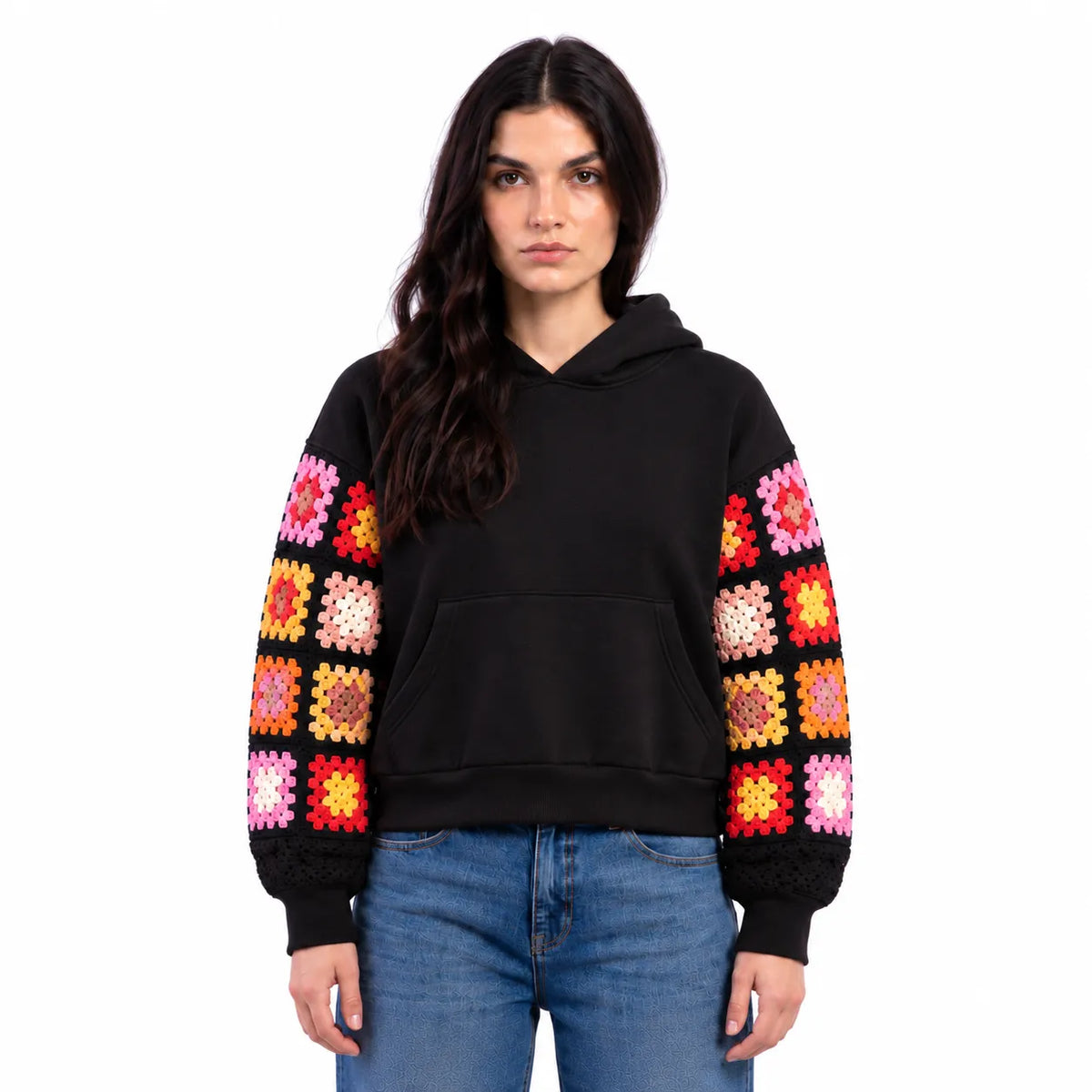SITRA Girls' Casual Crochet Sleeves Hoodie
