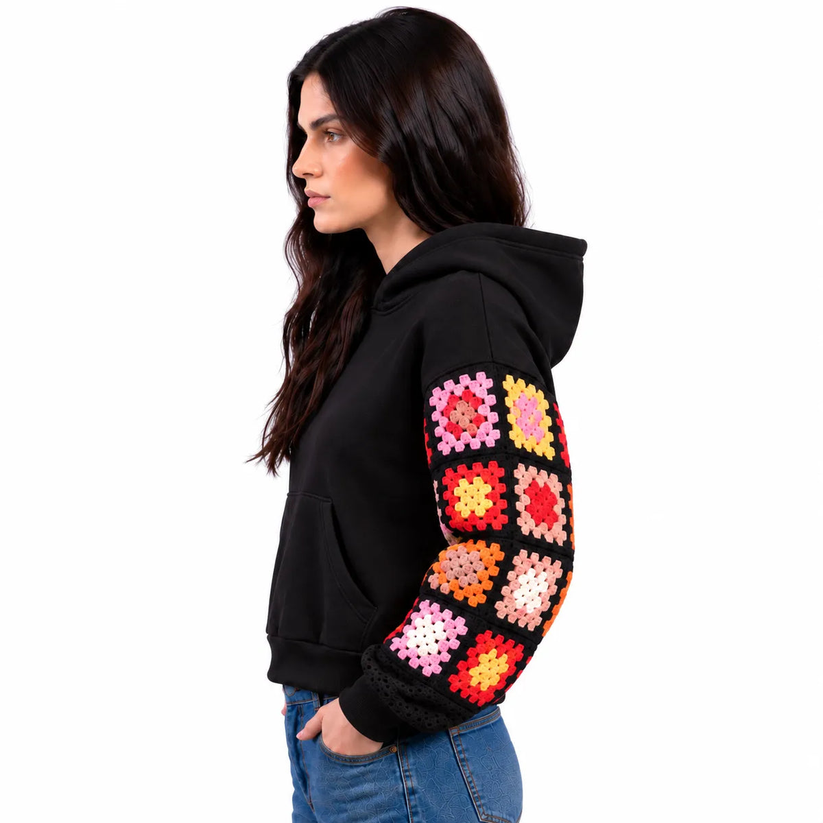 SITRA Girls' Casual Crochet Sleeves Hoodie