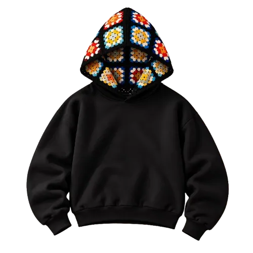 SITRA Girls' Granny Square Crochet Hoodie
