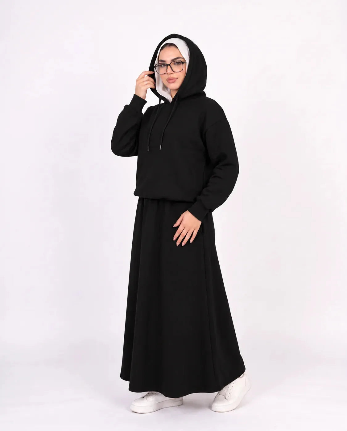 SITRA Women's Casual Hooded Maxi Skirt Set