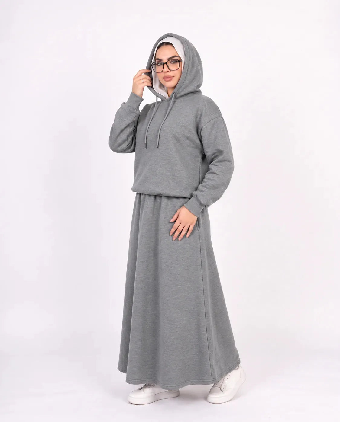 SITRA Women's Casual Hooded Maxi Skirt Set